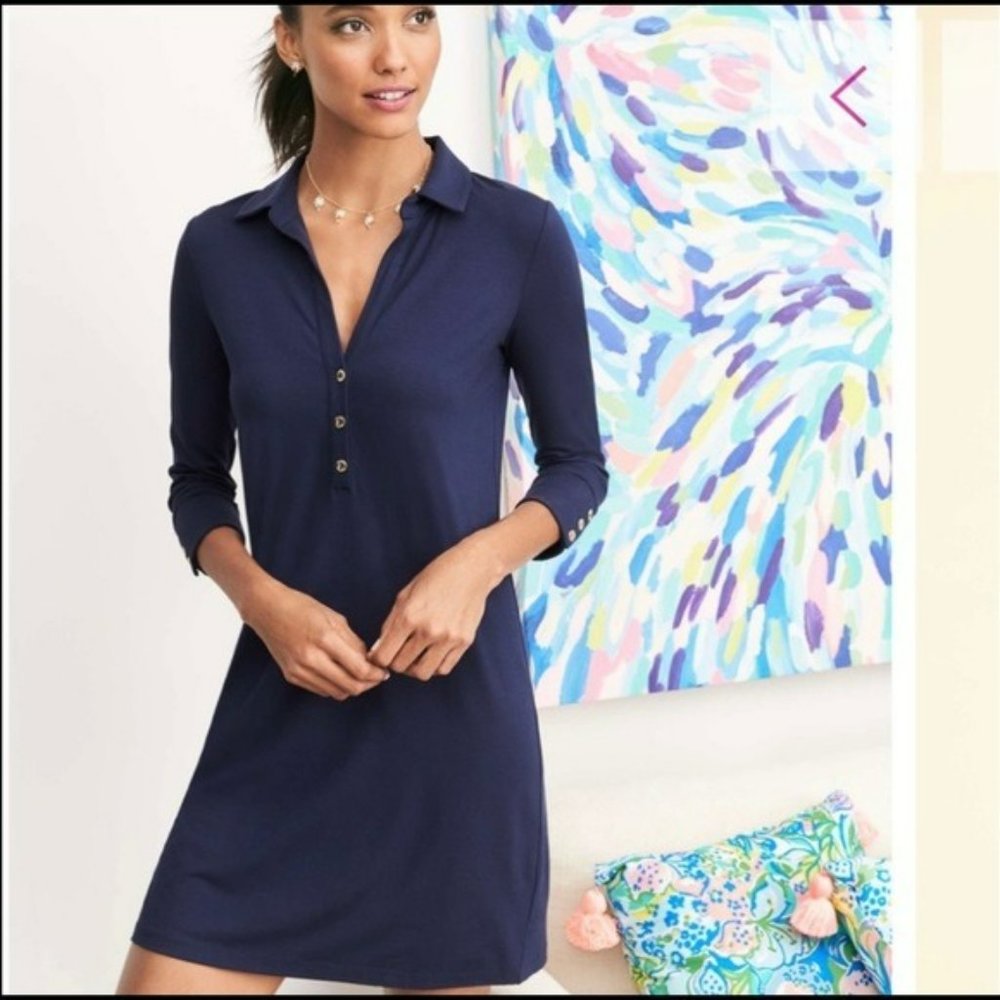 Lilly Pulitzer Ansley Polo Dress, True Navy, XS